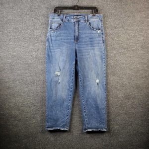 Universal Standard Jeans Women's 12 High Rise Straight Distressed Stretch